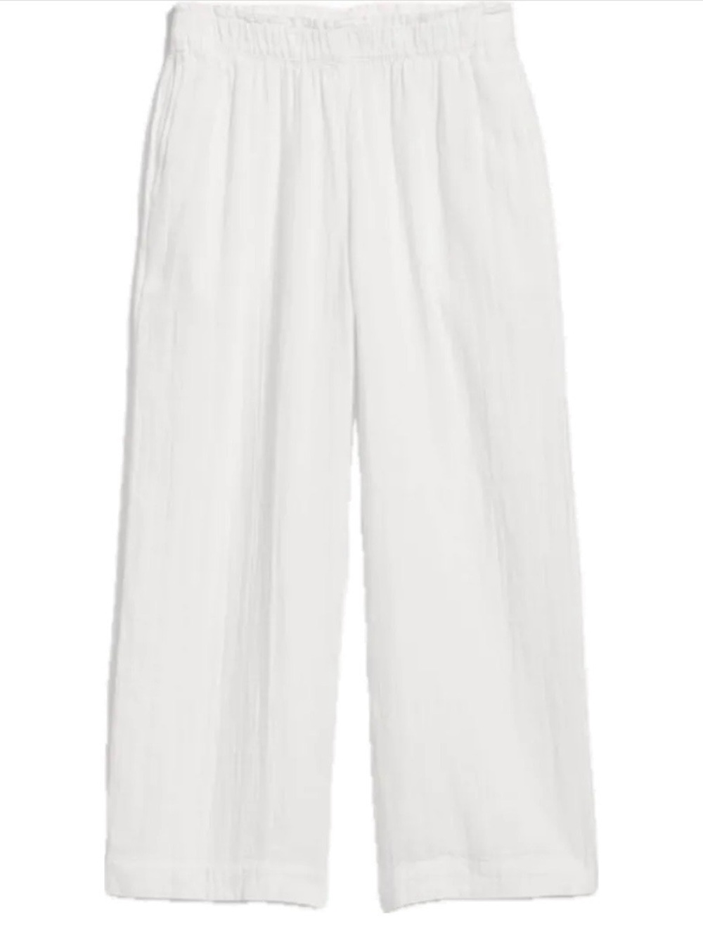 Old Navy High-Waisted Crinkle Gauze Pull-On Ankle Pants for Women (White Lilies)